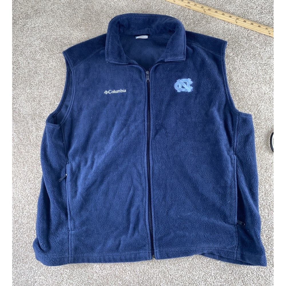 Columbia Fleece Golf Vest Blue Mens XXL UNC North Carolina Tar Heels Performance